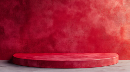 Leinwandbilder - Textured red circular platform displaying romantic valentines merchandise with elegant staging