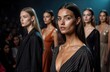 © Maryna - Models walk runway fashion show. Stylish women showcase new collection. Focus on beautiful dresses. Trendy fashion event. Luxury style. Modern looks. Event in Milan London. Elegant catwalk. Glamorous