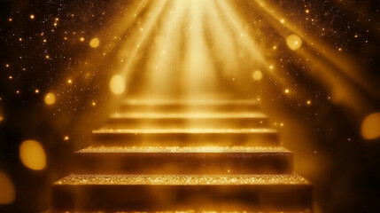 Wall Mural - a glittering golden staircase bathed in radiant light, creating a magical and majestic atmosphere