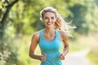© Serhii - Joyful Woman Jogger Embracing Morning Sunlight While Training in Scenic Countryside