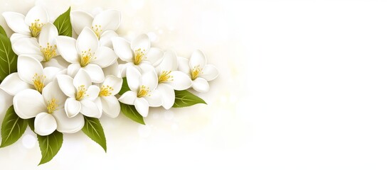 Poster - Spring blossoms bloom against a blurred natural backdrop, brightened by sunlight, featuring a retro-styled banner