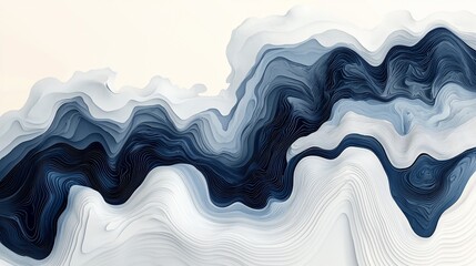 Wall Mural - Abstract blue and white wave pattern.