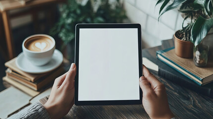 close up of hands holding tablet