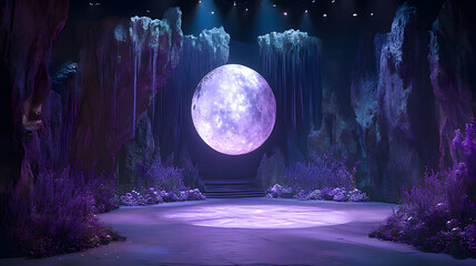 Wall Mural - a picture of a moon that is on a stage generative ai