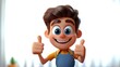 © k - Happy cartoon character thumbs up gesture cheerful positive young businessman smiling in 3D style illustration