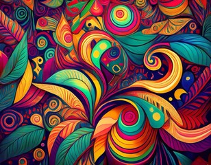 Canvas Print - seamless floral pattern colorful background
