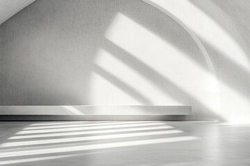 Aufkleber - Minimalist white interior room with dramatic shadows light and geometric design for product display presentation