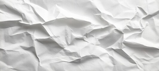 Aufkleber - Close-Up Crumpled White Paper Texture Background with Shadows and Light
