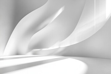 Aufkleber - Minimalist Abstract Scene with Light and Shadow on White Surface for Product Display