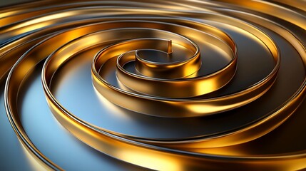 Wall Mural - abstract gold and silver spiral.