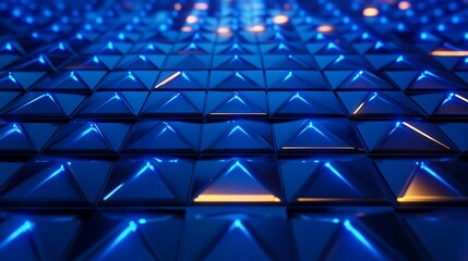 Wall Mural - abstract blue and gold pyramid pattern background.