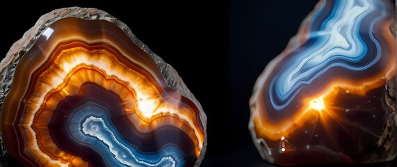 Wall Mural - Closeup of unique agate stones displaying beautiful natural patterns