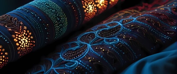 Wall Mural - Intricate beadwork creating beautiful patterns on textiles captured in closeup