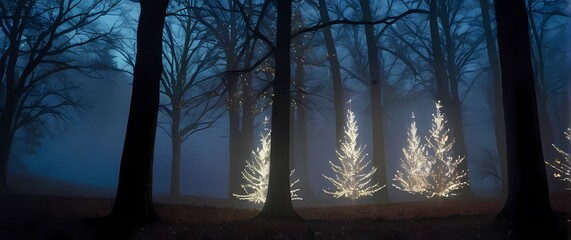 Wall Mural - stunning light displays wrapping around trees during holiday occasions infusing joy
