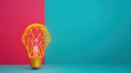 Fototapete - Illuminating Light Bulb Featuring Intricate Geometric Patterns Showcasing Modern Design Elements and Creative Aesthetics in Ambient Lighting Setting