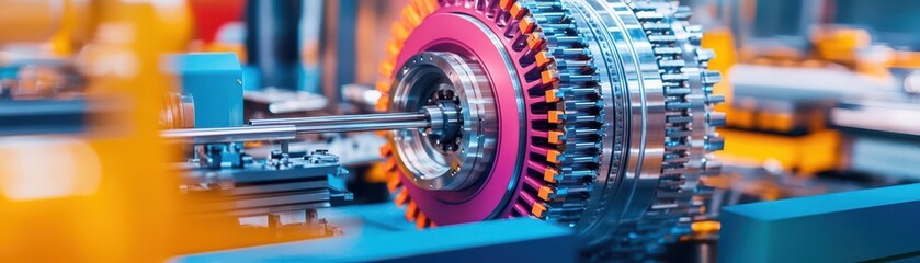 Poster - Modern machinery with precision tools highlighting factory efficiency close up assembly line realistic overlay industrial workspace
