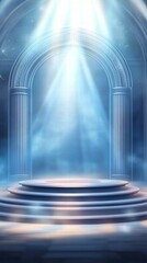 Poster - A mystical stage illuminated by a beam of light, creating an ethereal atmosphere.