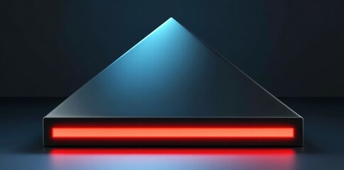 Aufkleber - A sleek, illuminated triangular structure with a glowing red line at its base.