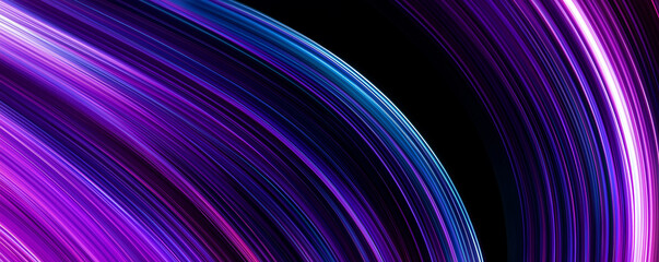 Wall Mural - abstract purple and blue lines flowing on black background