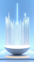 Leinwandbilder - A futuristic bowl with glowing vertical lines emanating light, suggesting innovation.