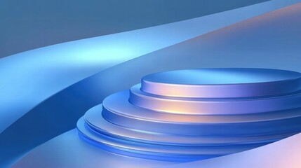 Leinwandbilder - Abstract design featuring layered shapes in blue tones, creating a modern aesthetic.