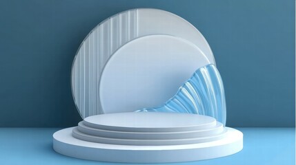Poster - Abstract geometric shapes with a flowing blue element, suggesting modern design aesthetics.