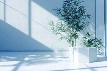 Poster - A serene indoor space featuring plants and soft light creating a tranquil atmosphere.