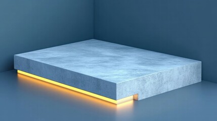 Leinwandbilder - A minimalist concrete platform with ambient lighting in a simple, modern setting.