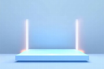 Aufkleber - A minimalistic platform with glowing lights, suggesting a futuristic or technological theme.
