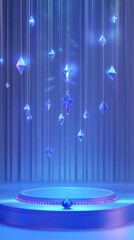 Poster - A serene stage with hanging blue crystals, creating an enchanting atmosphere.