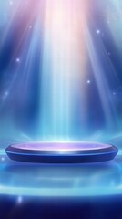 Aufkleber - A glowing platform illuminated by beams of light, suggesting a mystical or futuristic theme.