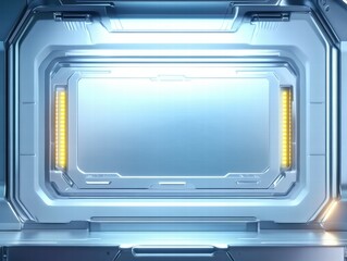 Fototapete - A futuristic, metallic interface with glowing elements, designed for high-tech displays.