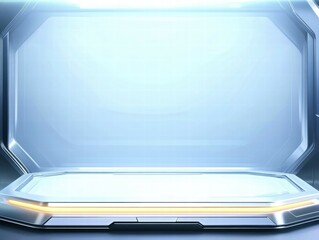Poster - A futuristic, illuminated display area with a sleek, metallic design.
