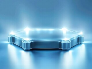 Leinwandbilder - A glowing hexagonal platform with lights, suggesting a futuristic technology display.