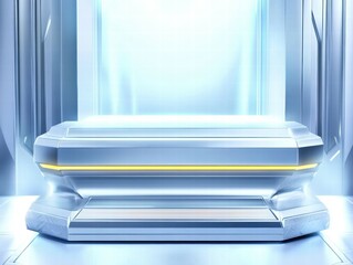 Poster - A futuristic, illuminated platform in a sleek, modern environment.