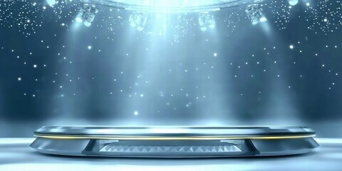 Poster - A futuristic stage illuminated by spotlights, creating a dramatic performance setting.