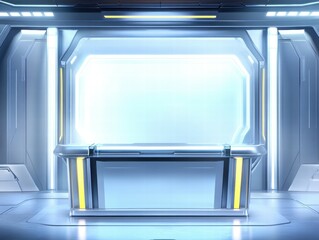 Poster - Futuristic studio backdrop with a sleek design, ideal for presentations or broadcasts.
