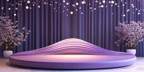 Leinwandbilder - A modern, stylish seating area with soft curves and ambient lighting for relaxation or events.