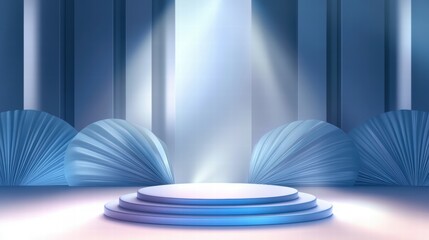 Leinwandbilder - A stylized stage setting with blue tones and soft lighting, ideal for performances or presentations.