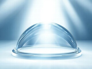 Aufkleber - A clear glass dome on a reflective surface with soft light emanating from above.
