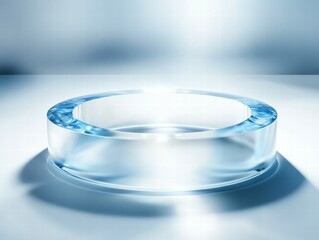 Poster - A clear, circular glass object reflecting light, suggesting elegance and modern design.