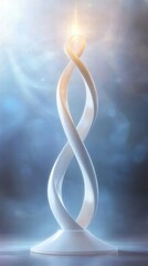 Poster - A sleek, twisting sculpture emitting light, symbolizing elegance and inspiration.