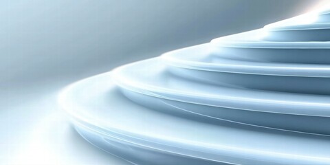 Aufkleber - A smooth, abstract staircase design with soft lighting and a futuristic feel.