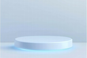 Aufkleber - Minimalistic display platform with soft blue lighting on a neutral background.
