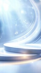 Aufkleber - A serene, illuminated backdrop with soft curves and a podium, ideal for presentations or events.