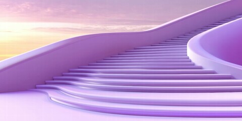 Aufkleber - A stylized staircase with a smooth, flowing design under a pastel sky.