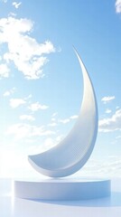 Aufkleber - A sleek, curved sculpture against a bright sky, symbolizing elegance and modern design.