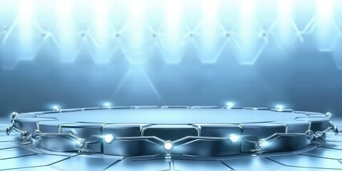 Poster - A futuristic, illuminated stage with a sleek design, ready for performances or presentations.