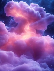 Glowing pink and purple cosmic cloud formation.