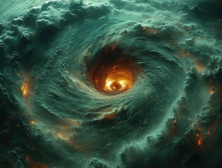 Wall Mural - the eye and central structure in an intense hurricane